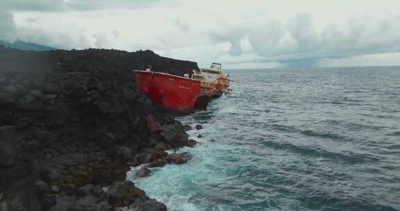 沉船，海岸，沉没，货船