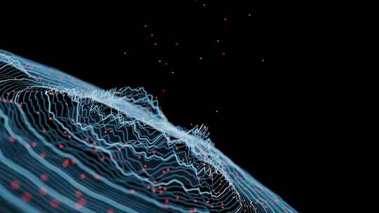圆形波浪大数据科技网络概念三维特效动画