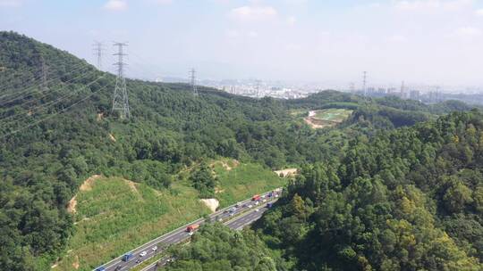 航拍深圳龙华区观澜园林绿化及居住区绿化