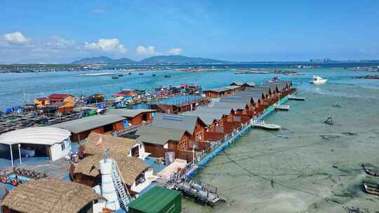 海南陵水疍家鱼排玻璃海海湾玻璃海航拍