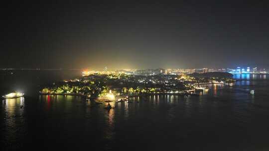 福建厦门鼓浪屿夜景航拍