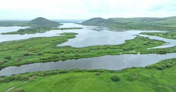 草原栈道湖泊生态