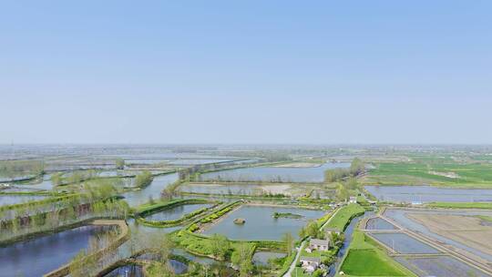 航拍江苏盐城九龙口名胜风景区湖景