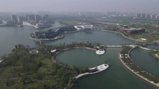 上海之鱼奉贤泡泡公园全景航拍视频素材模板下载