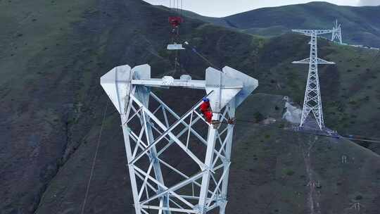 航拍特高压电力建设