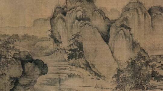 溪山秋霁图水墨古画中国风背景山水画