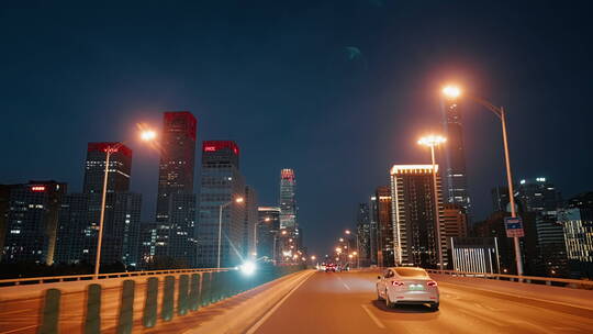 北京夜景 车拍北京夜景 第一视角北京夜景