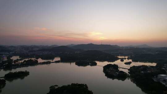 广东惠州西湖5A景区日落晚霞夕阳航拍