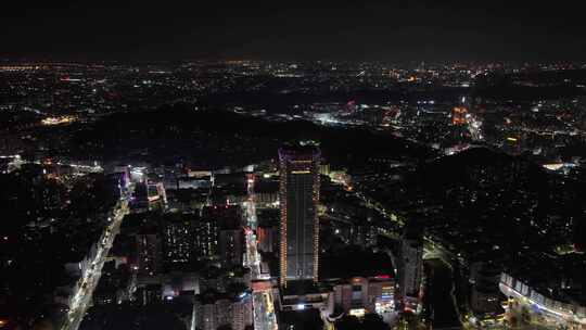 东莞虎门夜景航拍虎门镇夜景城市建筑风光