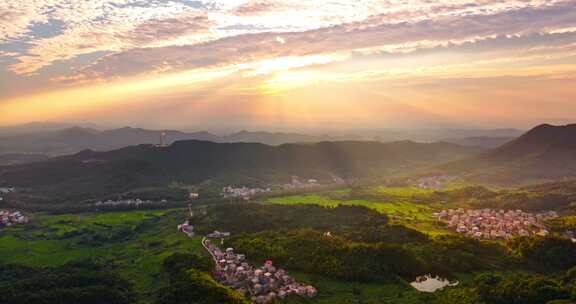 东林大佛 庐山小镇夕阳风光