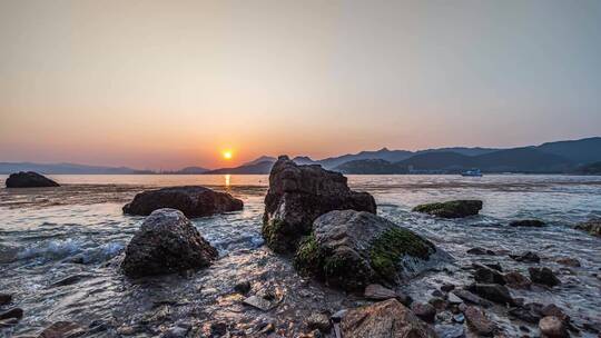 盐田区背仔角夕阳延时4K