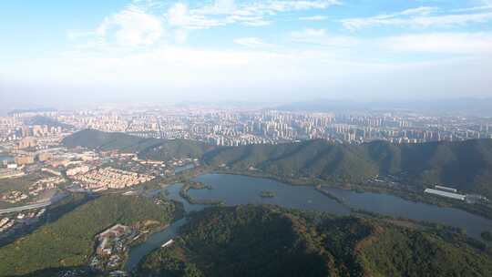 杭州萧山湘湖风景航拍