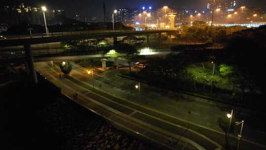 深圳后海跨海大桥夜景航拍空镜