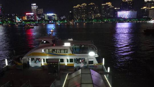 杨浦滨江夜景航拍风光视频素材模板下载