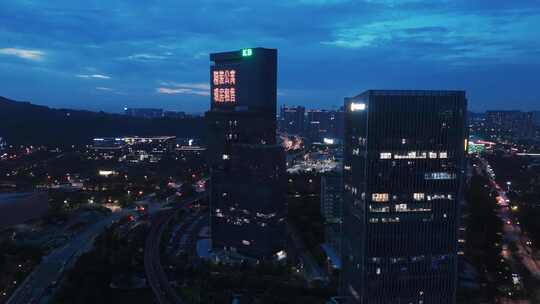 广州南沙市区夜景航拍