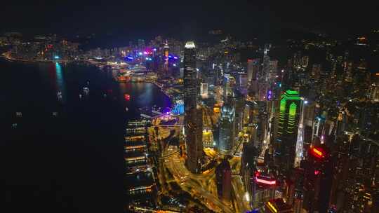 环绕香港CBD城市建筑夜景航拍4K30P
