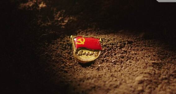 沙粒尘土里的党徽 泥土下的党徽 党历史感
