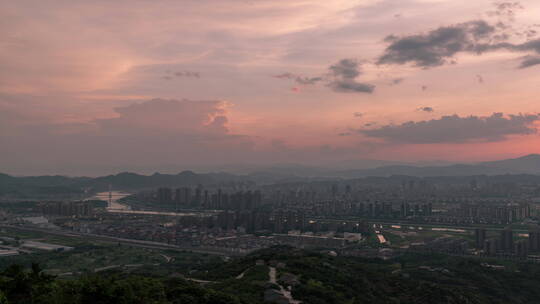 丽水城70mm日落，晚霞延时定点