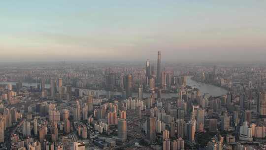 航拍上海 远眺 陆家嘴金融中心