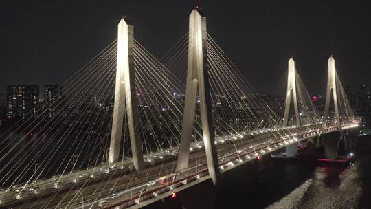 广州番禺洛溪大桥夜景-01视频素材模板下载