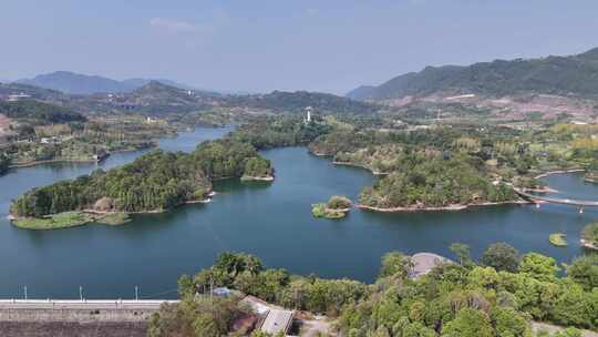 四川达州莲花湖湿地公园航拍