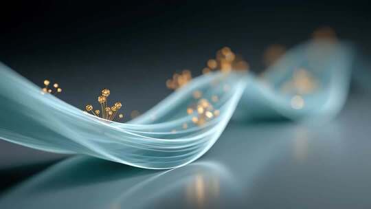 优雅线条与金色微粒的科技律动
