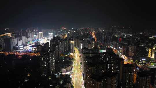 航拍四川自贡夜景自贡城市风光