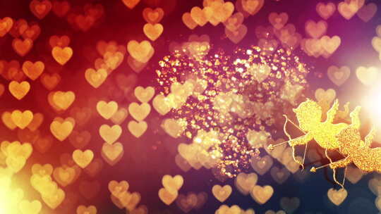 金色丘比特爱心背景画面