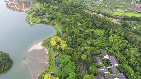 蓝天广州海珠湖湿地公园