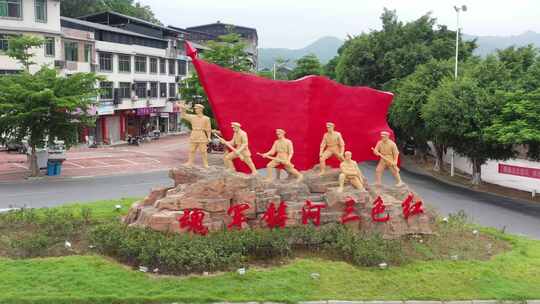 大埔县三河坝战役纪念雕像视频素材模板下载
