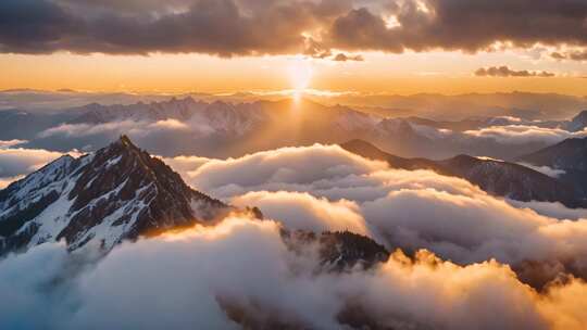 雪山云海日出全景