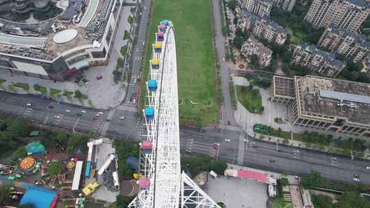 江西南昌之眼摩天轮地标建筑航拍