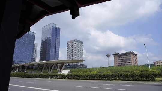 2023广州黄埔CBD建筑群水塔延时视频素材模板下载