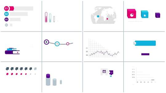 干净整洁简约数据图表元素包AE模板