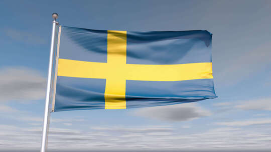 瑞典国旗动画与天空和云视频素材模板下载