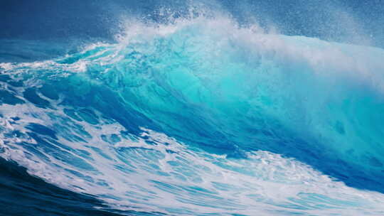 蓝色的海上翻滚巨大的波浪