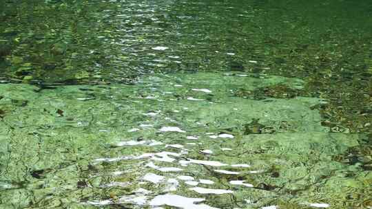 夏天森林里岩石小溪溪流瀑布流水