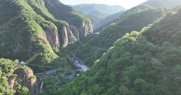 洛阳龙潭大峡谷旅游生态森林河流航拍景点