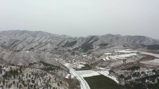 4K航拍北方雪景农村