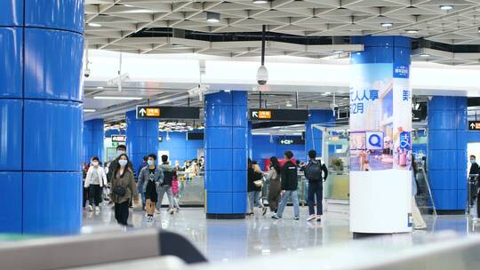 疫情期间广州地铁站内4k素材视频视频素材模板下载