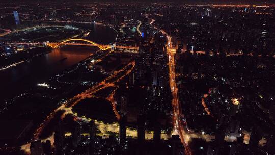 卢浦大桥夜景航拍