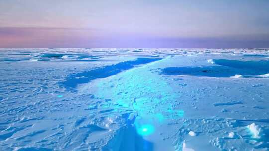 极地冰原 皑皑白雪 蓝光浮动 天地无边