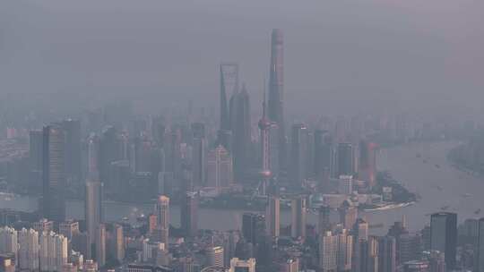 上海清晨天际线航拍