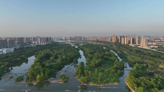 城市航拍凌波大桥及俯瞰洛阳