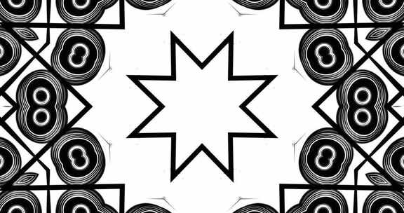 360 4K时尚创意黑白动感几何开场万花筒