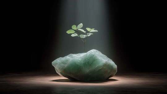 岩石之上顽强生长的小树苗象征希望