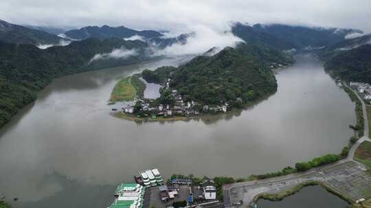 春日新安江山水画廊风光航拍素材