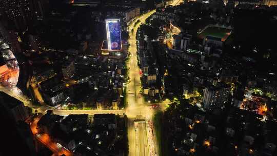 航拍城市道路夜景