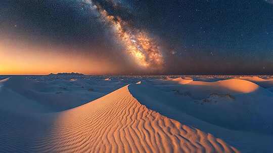 沙漠星空夜景全景