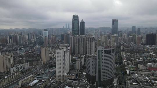 贵阳冬季下雪城市风景航拍4K